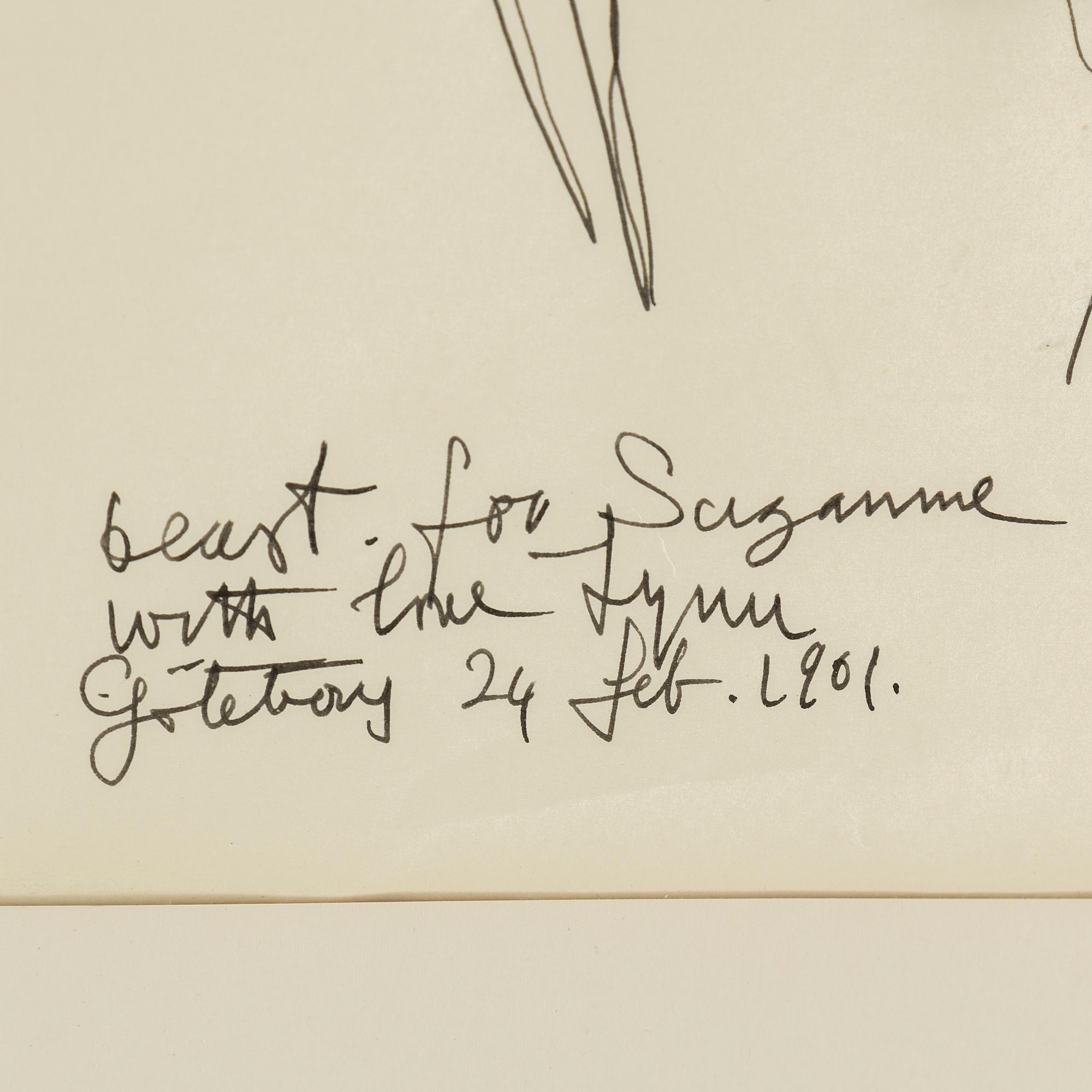 LYNN CHADWICK, tusch, signerad med dedikation.