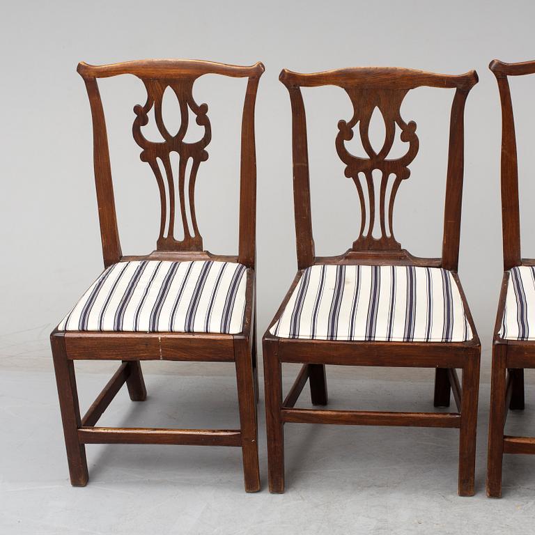 Four Chippendale chairs, England, 18th Century.