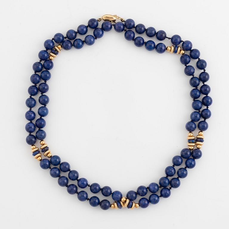 14K gold and lapis lazuli necklace.