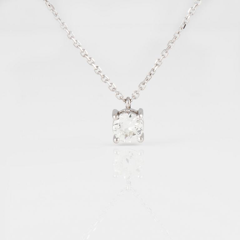 HÄNGE, 18K vitguld med gammalslipad diamant ca 0.40 ct. Vikt 2,2 gram.