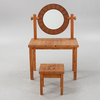 A dressing table with stool, 1970's.