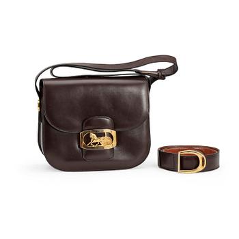 479. CÉLINE, a brown leather shouldre bag and a belt´.