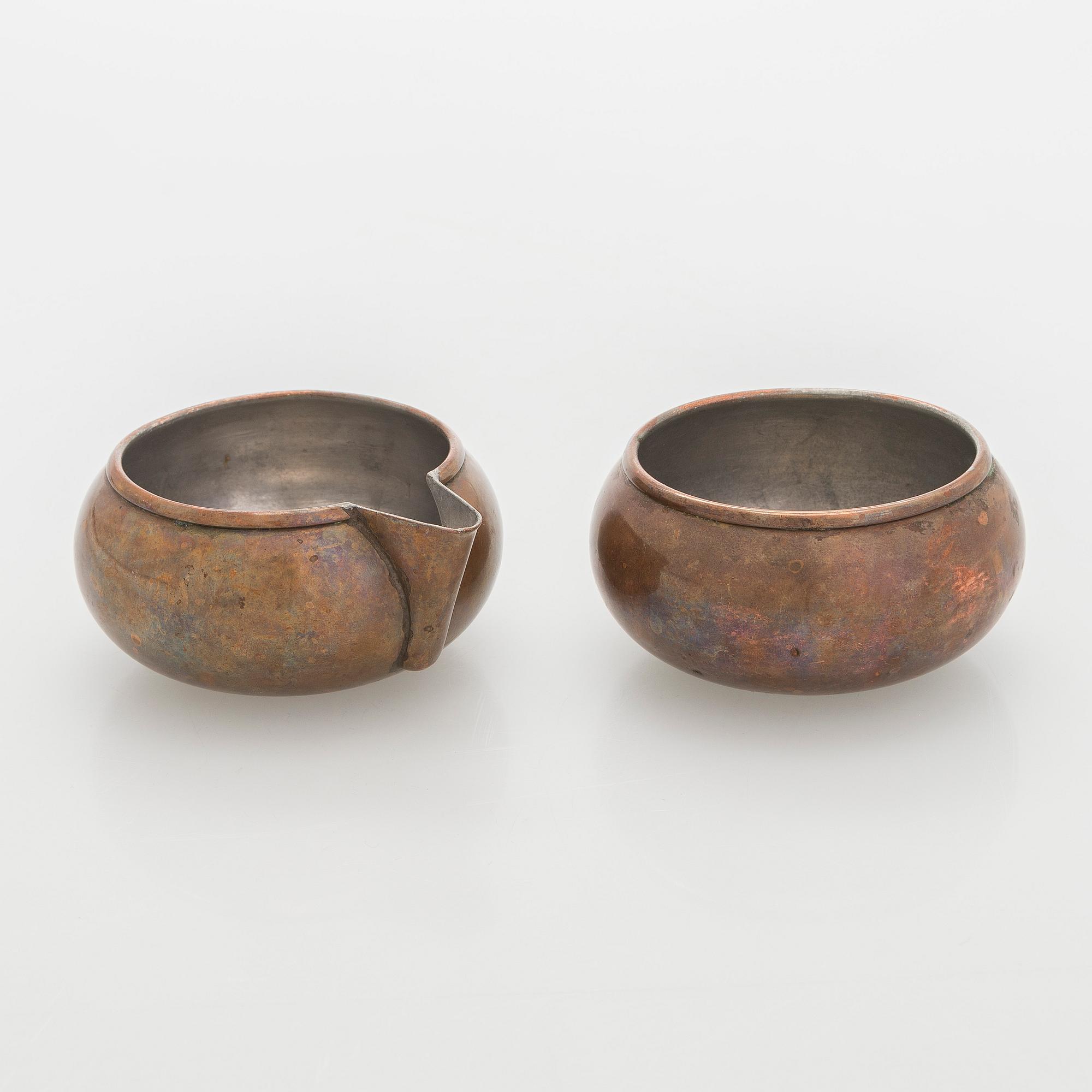 Maija Heikinheimo, sockerskål och gräddsnäcka, tillverkare Valaistustyö för Artek 1900-talets mitt.
