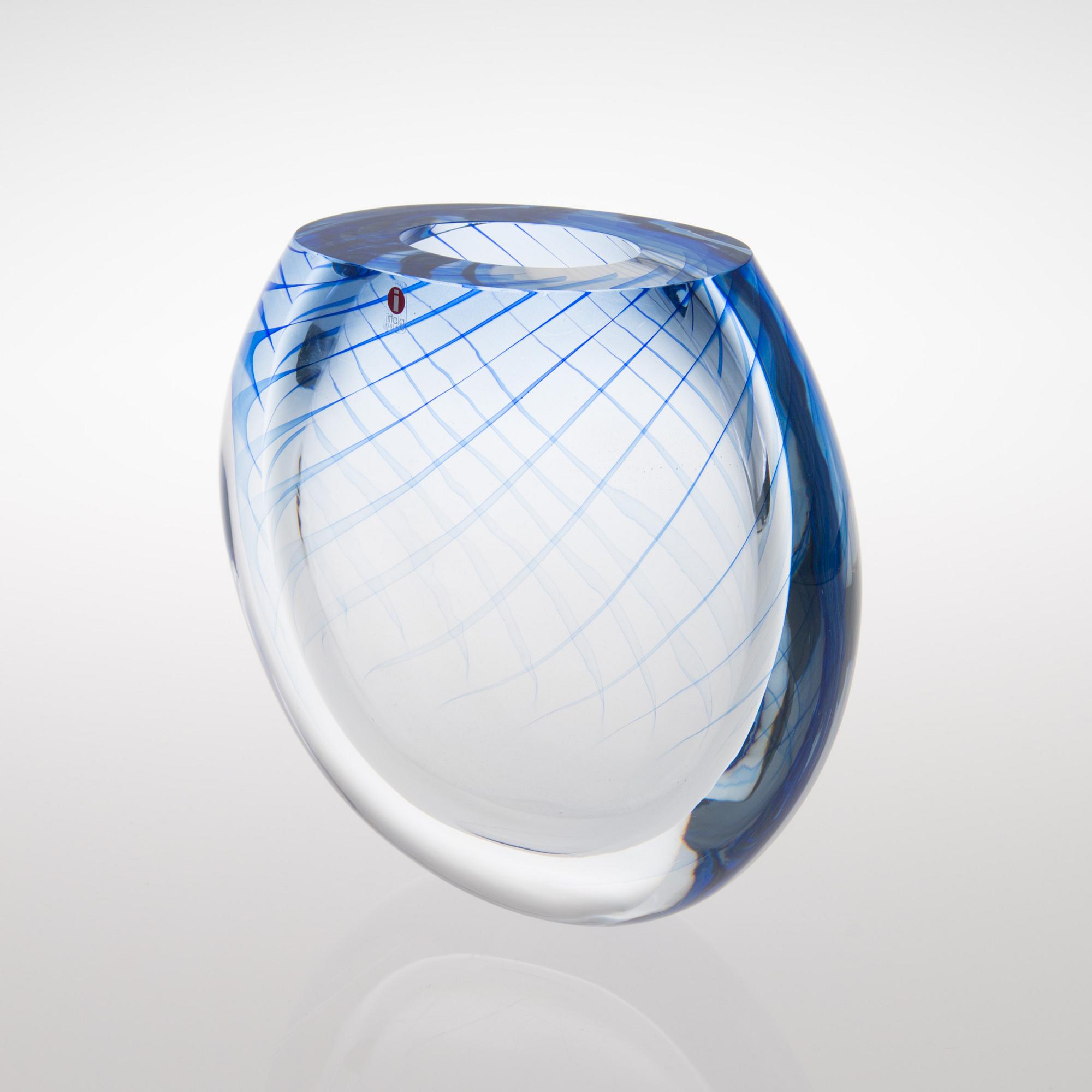 A glass vase signed Markus Eerola Iittala 1997 and numbered 35/500.