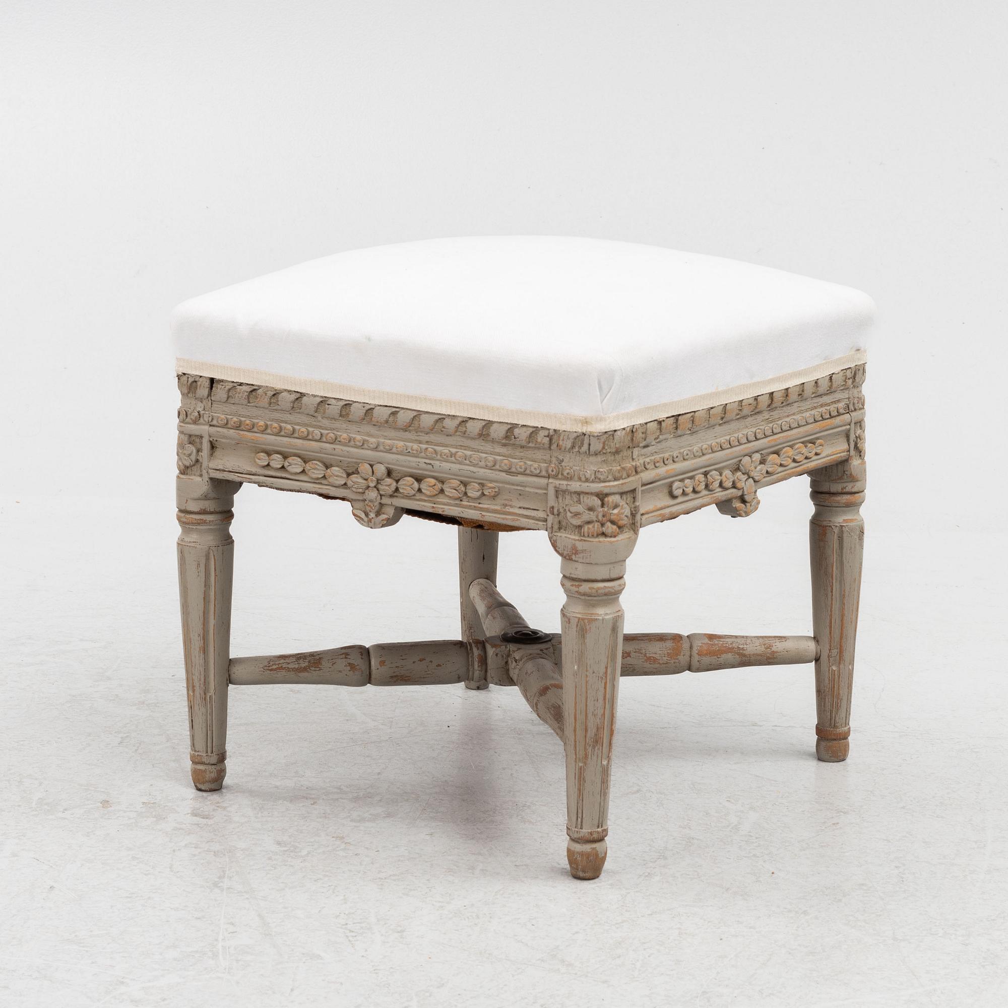 A Gustavian stool, Stockholm, late 18th century.