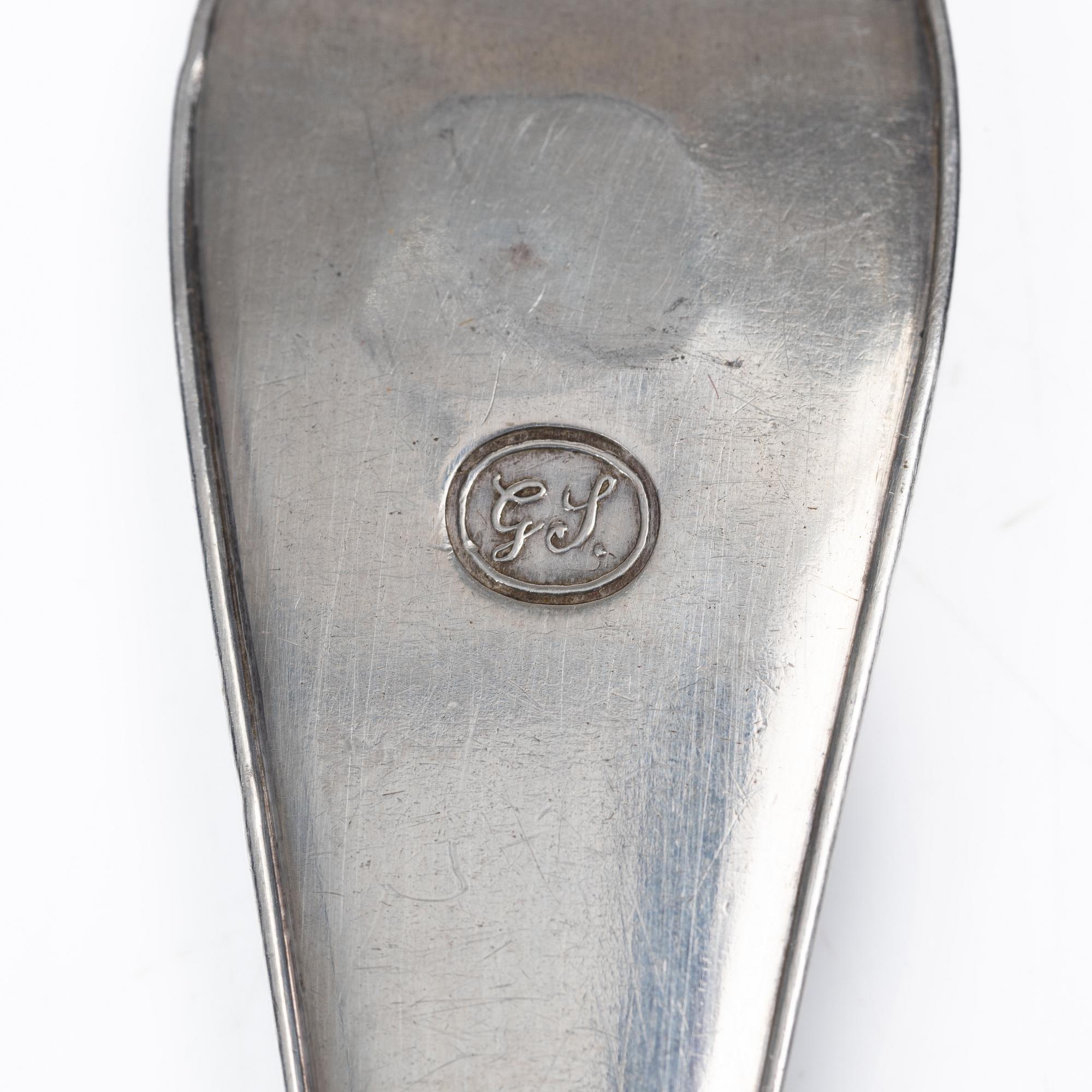 Olof H Bergström, gafflar, 6 st, silver, Uppsala 1815.