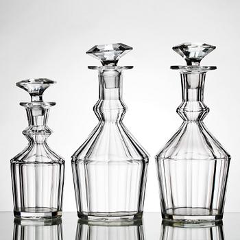 KARAFFER, 3 st, glas, 1800-tal