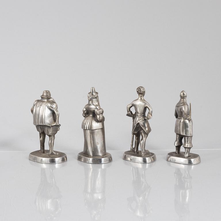 Allan Ebeling, nine stainess steel figurines, Swedish Kings and Queens, Nyby Bruks AB.