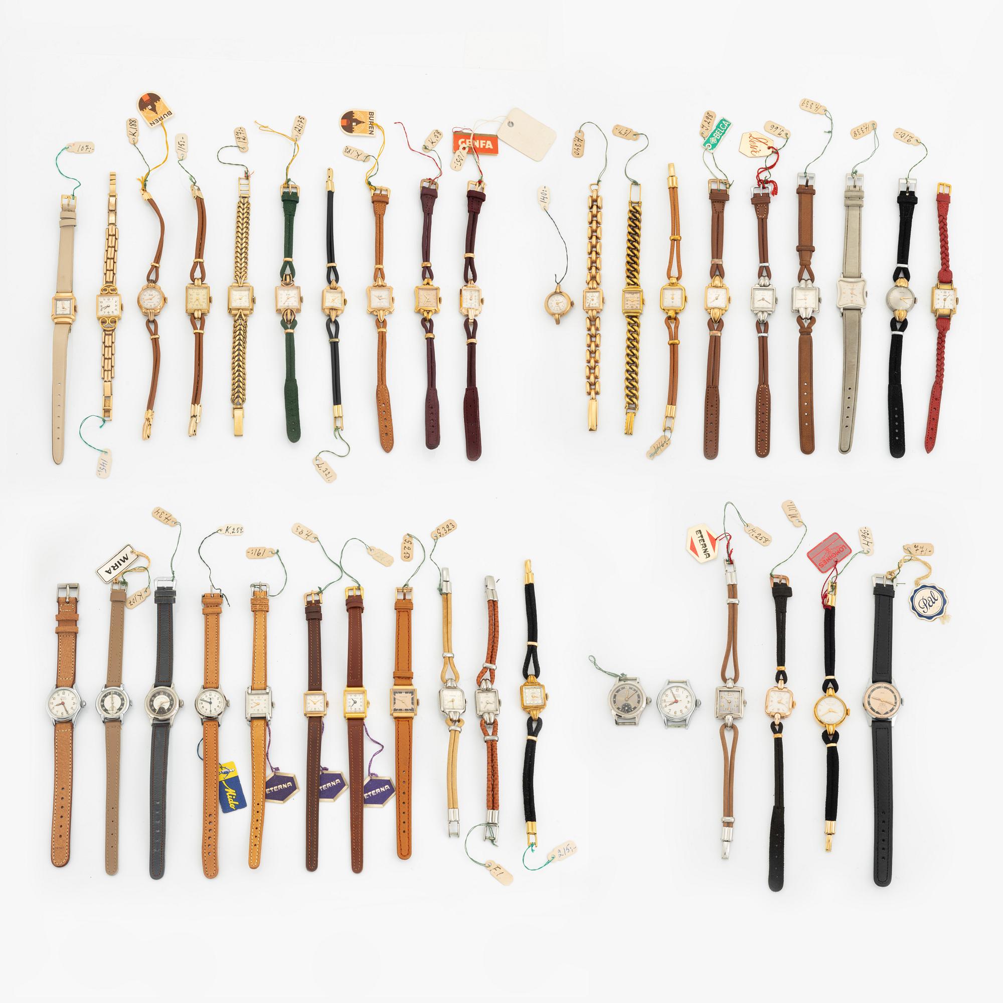 Collection of wristwatches, 37 pcs, ca 1950.