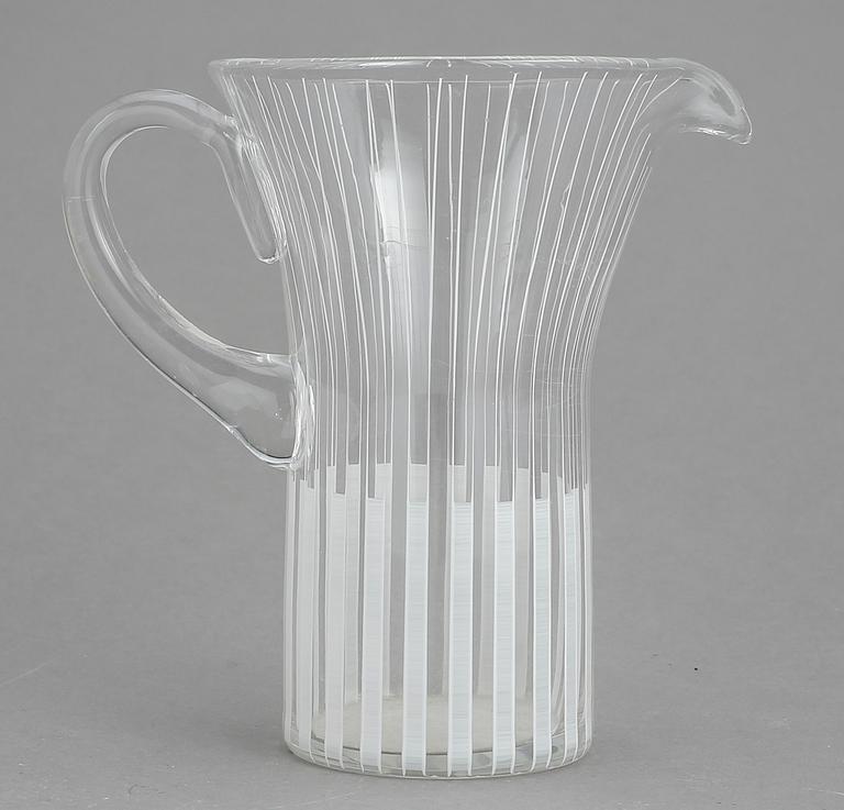 SKÅLAR, GLAS, KARAFF OCH FAT, 16 delar, glas, "Strikt", Bengt Orup, Johansfors. Formgiven 1953.