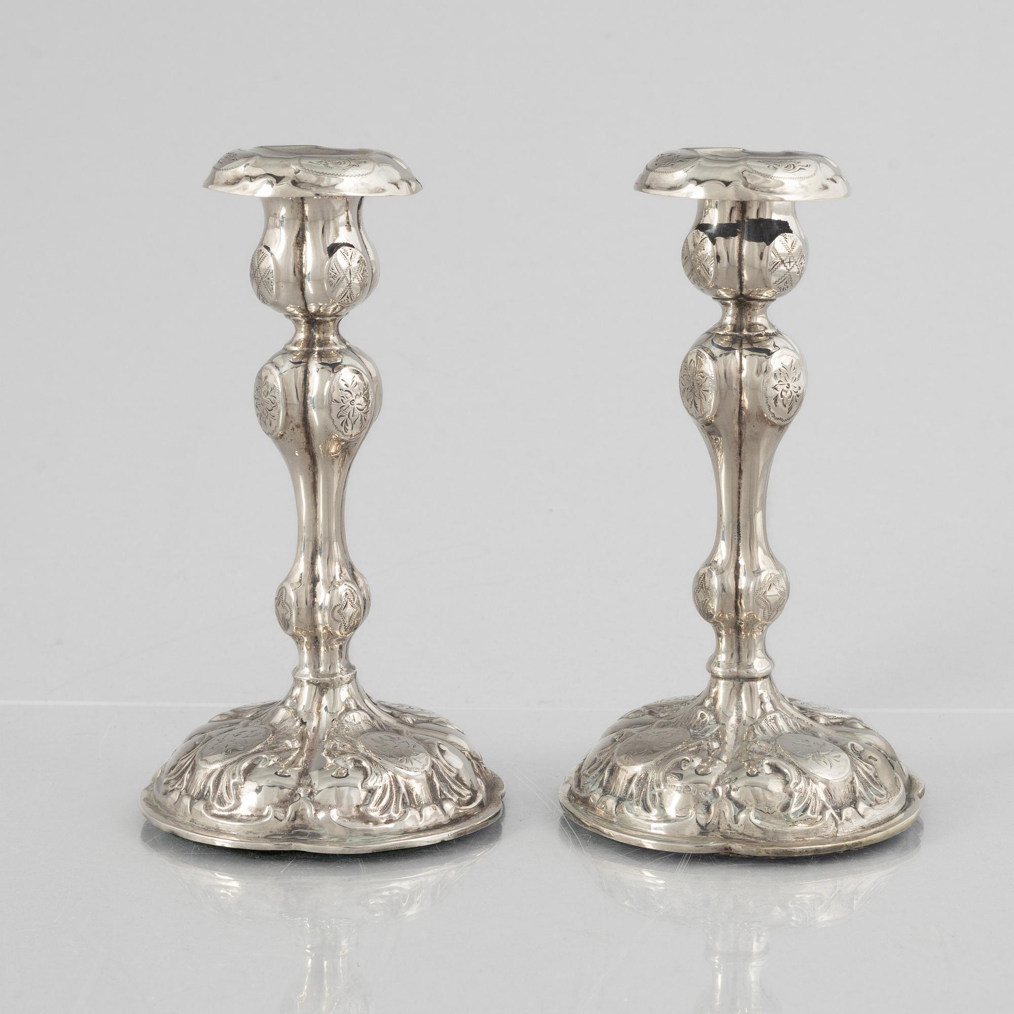 A Pair of Swedish Silver Candlesticks, mark of Markström & Co, Uppsala 1876.