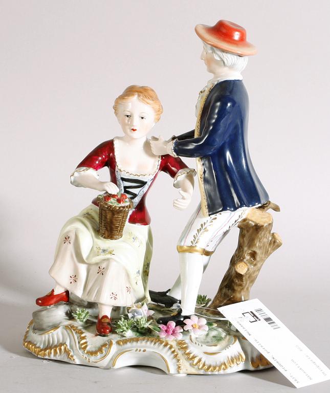 FIGURIN, porslin. Meissen-liknande märke.