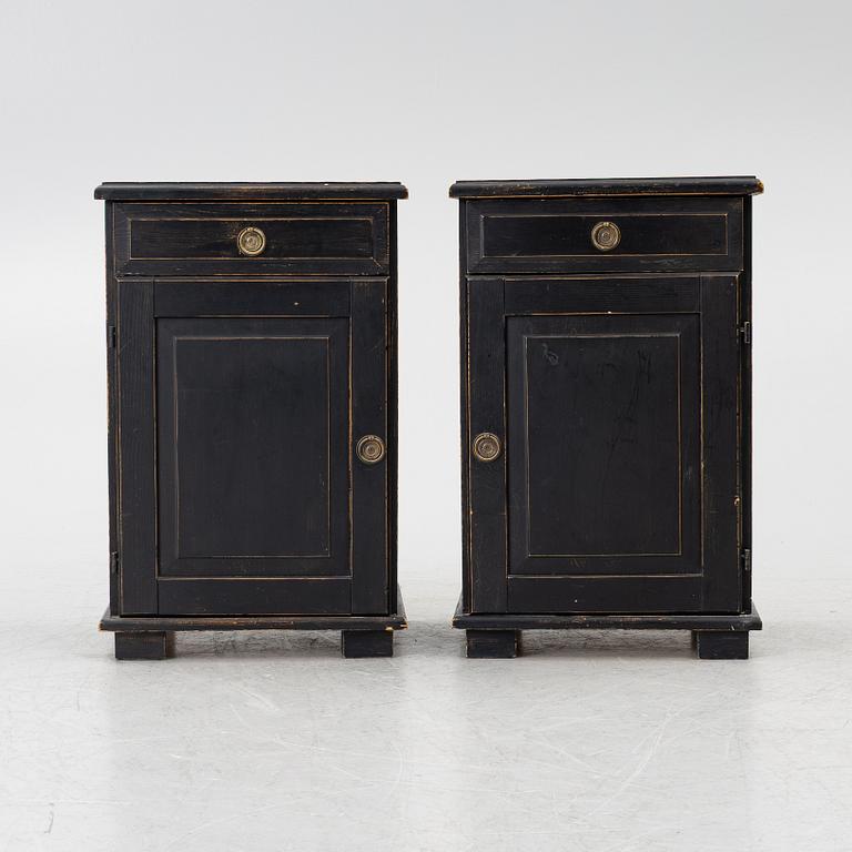 Bed cabinets, a pair, Gustavian style, 20th century.