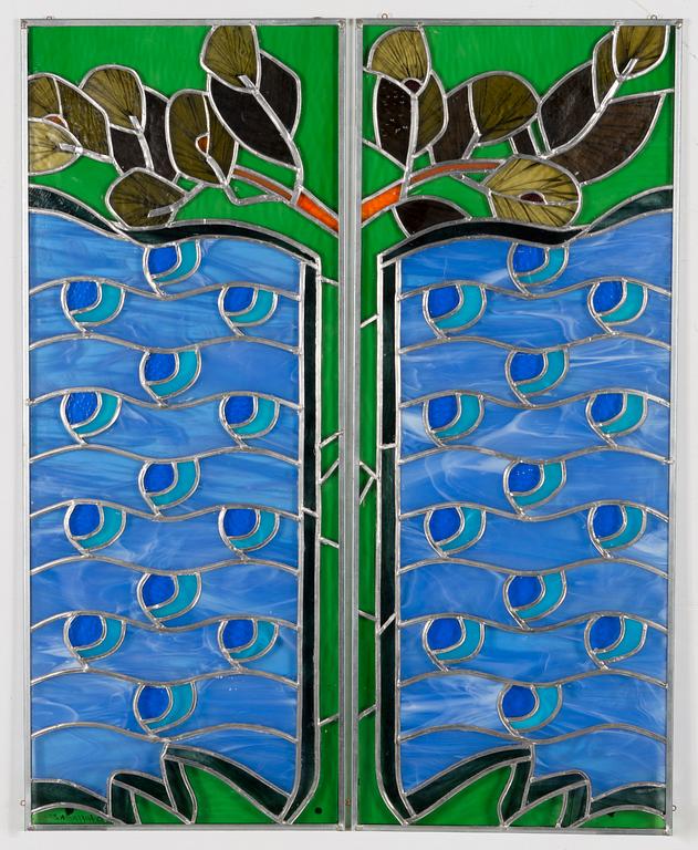 Dolores Hoffmann, glass painting, signed and dated 2004.