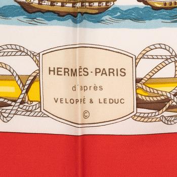 Hermès, a 'Navires d'Europe à Voiles, Mixtes et à Vapeur' silk scarf.