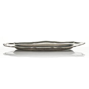 A rococo pewter charger by J. G. Ryman, Stockholm 1768.