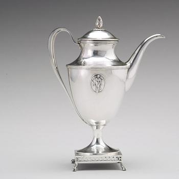 Petter Eneroth, kaffekanna, silver, Stockholm 1798, gustaviansk.