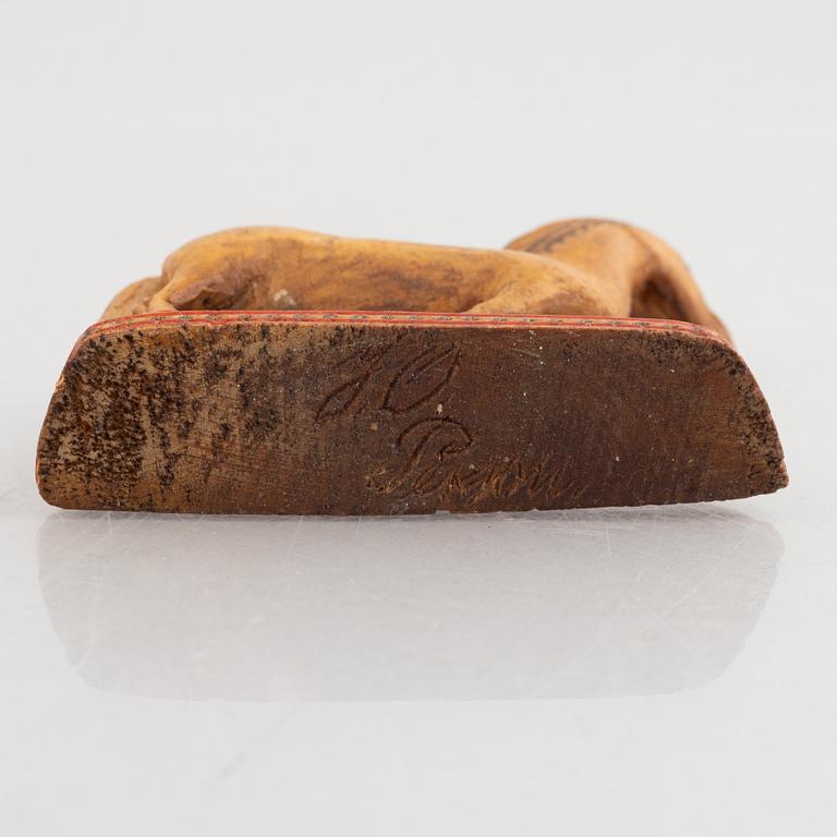 Jemt-Olov Person (1871–1947), a signed wooden sculpture.