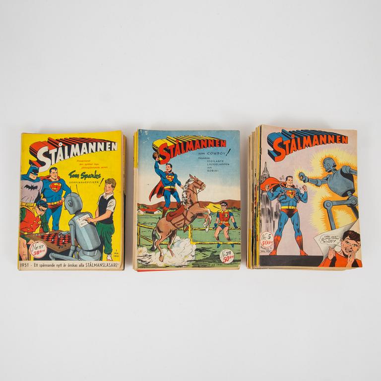 STÅLMANNEN, serietidningar, kompletta årgångar 1950-1953.
