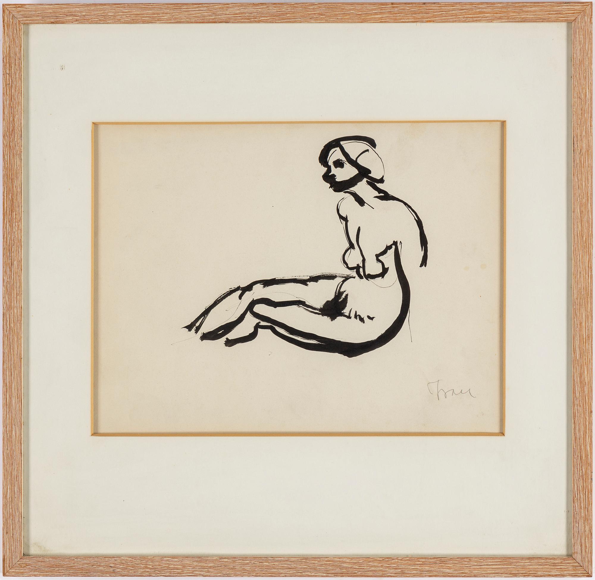 ISAAC GRÜNEWALD, tusch och blyerts på papper, signerad Isaac.