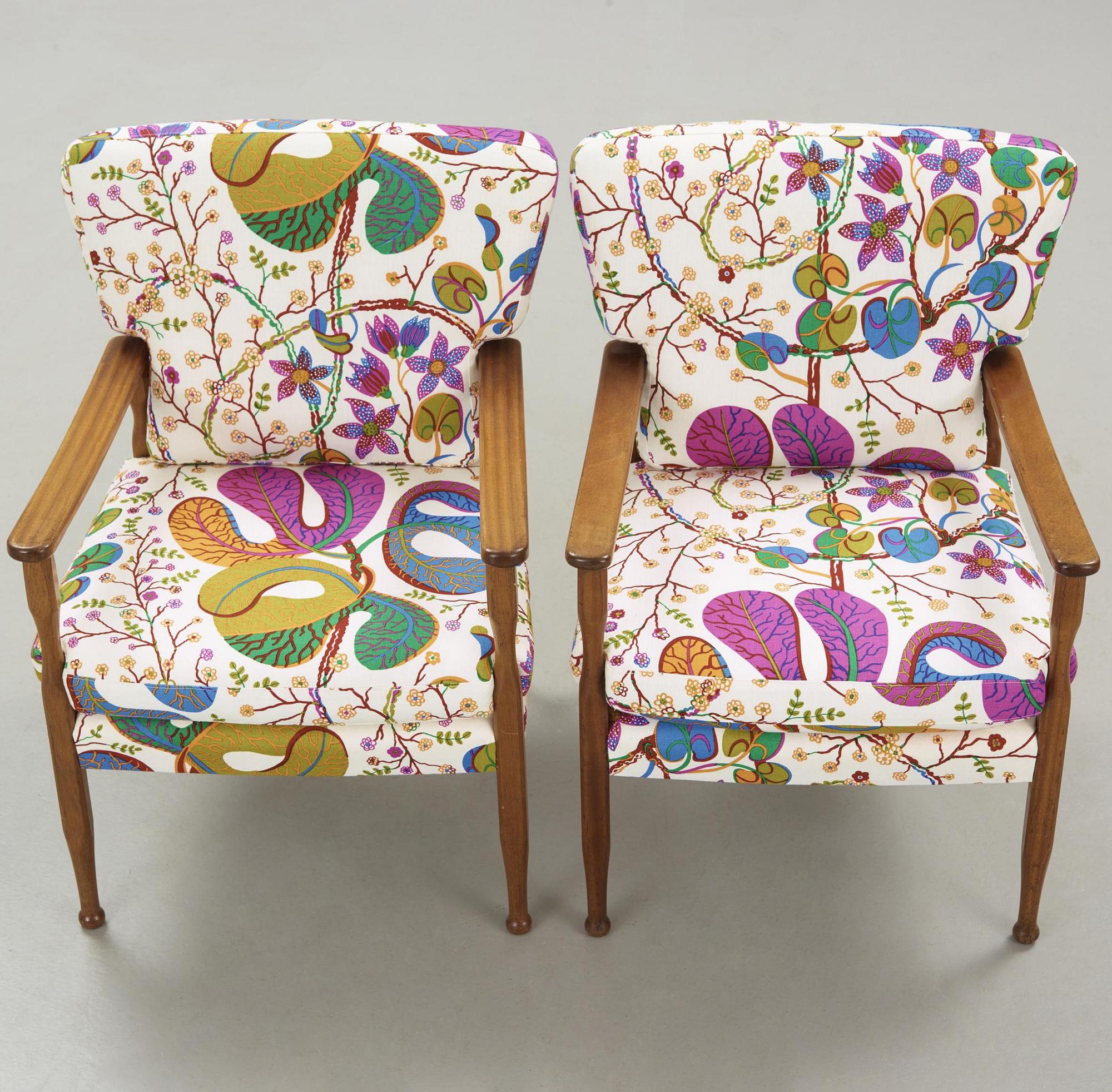 A pair of Josef Frank mahogany armchairs for Svenskt Tenn, model 891.