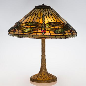 Tiffany Studios, a 'Dragonfly and Pony base' table lamp, New York around 1900.