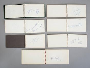 SAMLING FOTBOLLSAUTOGRAFER, bla Ryska landslaget -64, Benfica, Nacka Skoglund, Prawitz Öberg, 1960-70-tal.