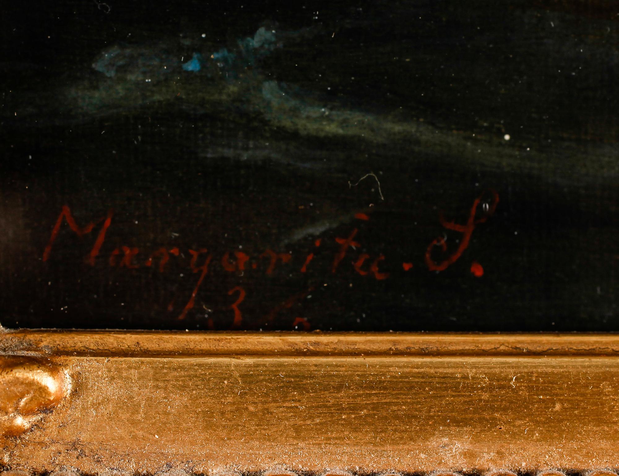 OKÄND KONSTNÄR, olja på duk, signerad Margarita S, 1800-talets mitt.