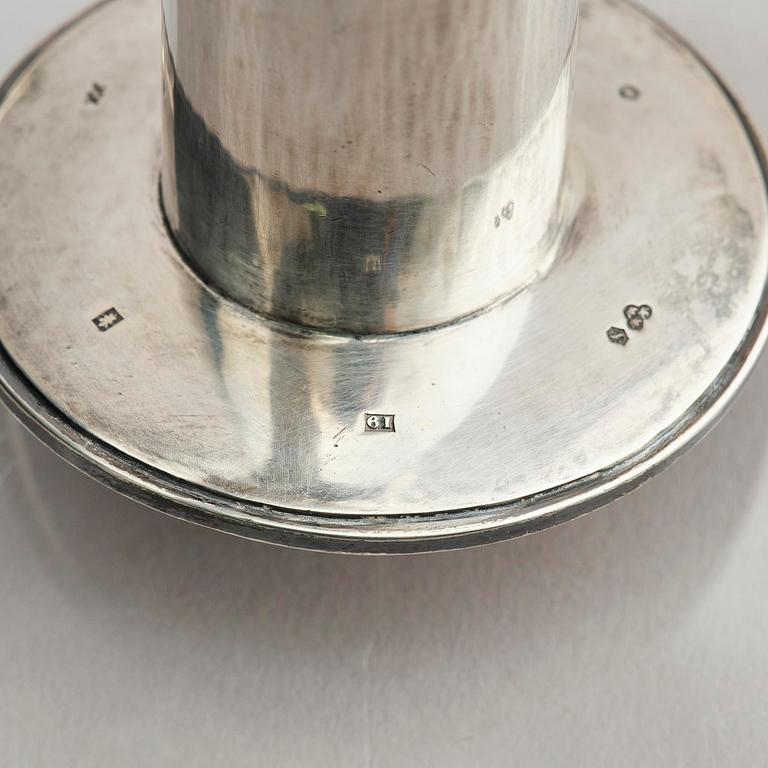 A pair of Swedish sterling silver candlesticks, marks of Sigurd Persson, Stockholm 1959.