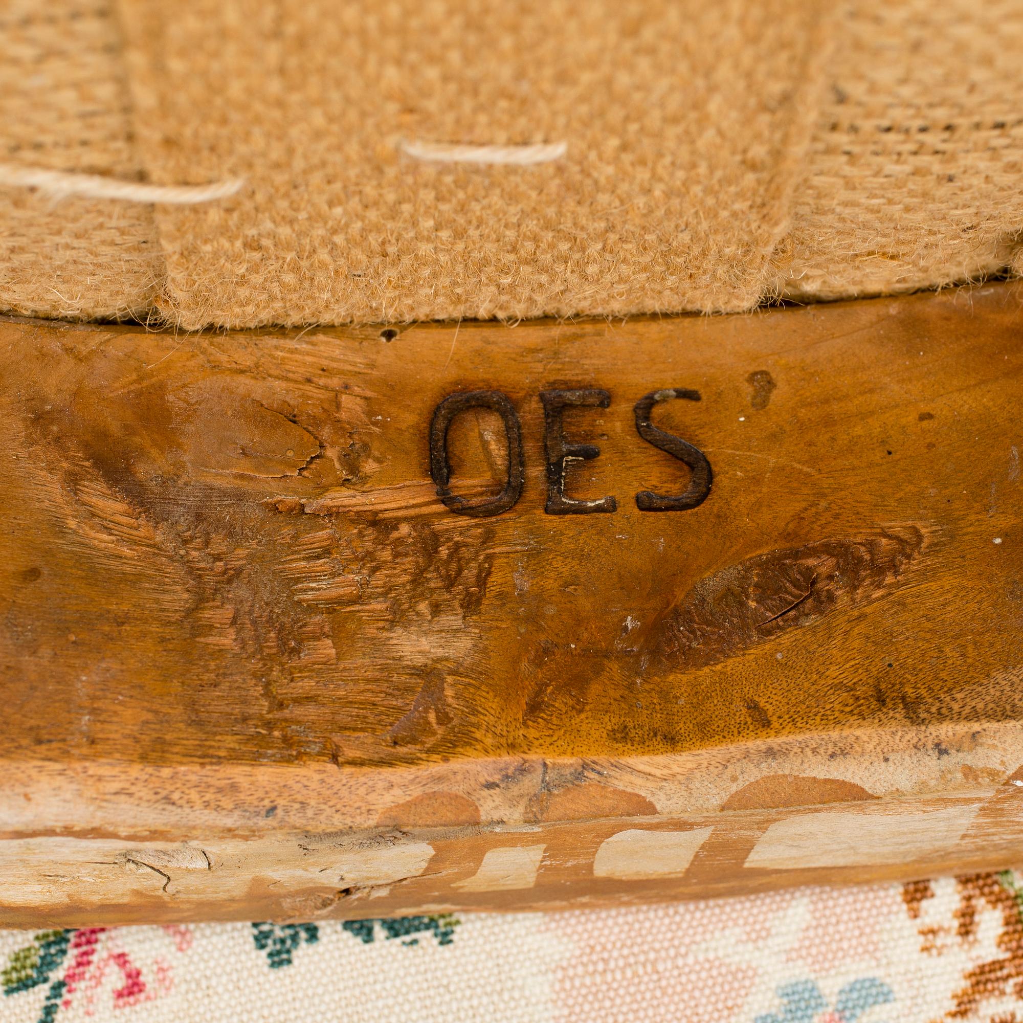 TABURETTER, ett par, ett par, märkta OES, Olof Ericsson, Strekered, Lindome, (1754-1808).