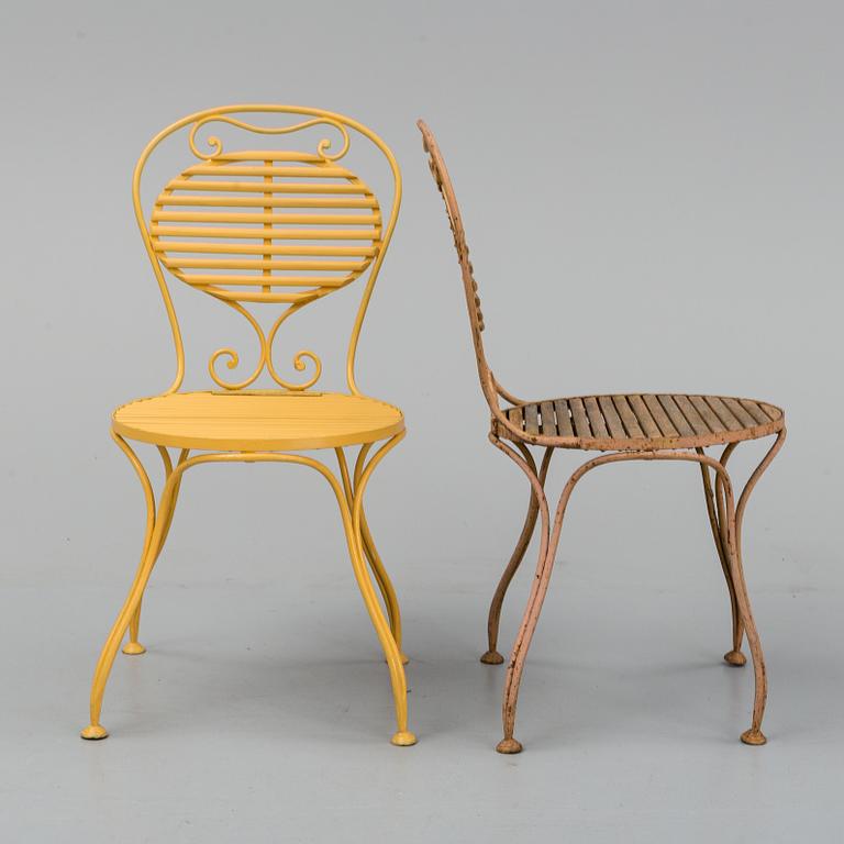 A set of six garden chairs and a table, (7parts), chairs signed Skoglund & Olson Gefle. Ca 1900.