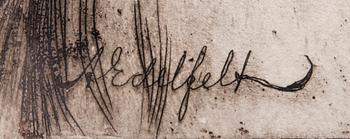 ALBERT EDELFELT, färgetsning, plåtsignerad.