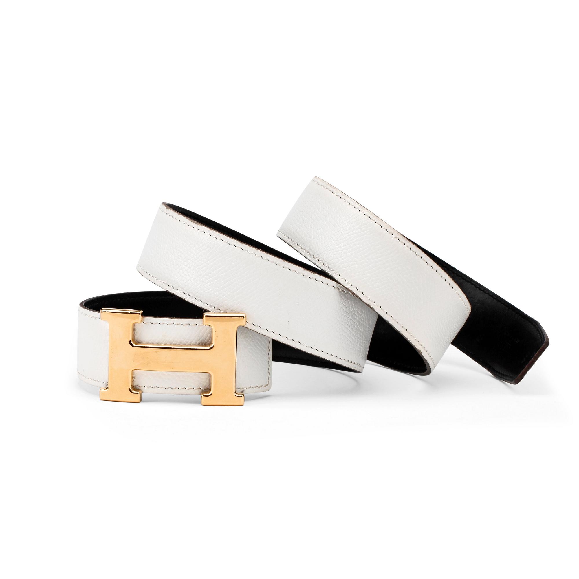 White and gold hermes belt on sale