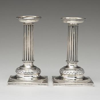 A pair of Swedish 18th century silver candlesticks, mark of Stephan Westerstråhle, Stockholm 1793.