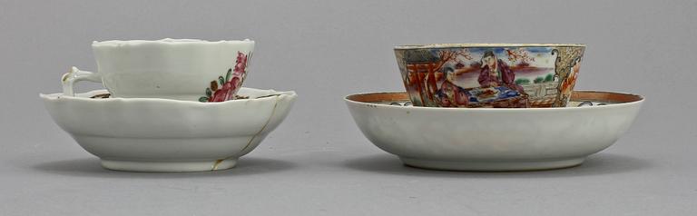 KOPPAR MED FAT, 2 st, porslin, Kina, 1700-tal.
