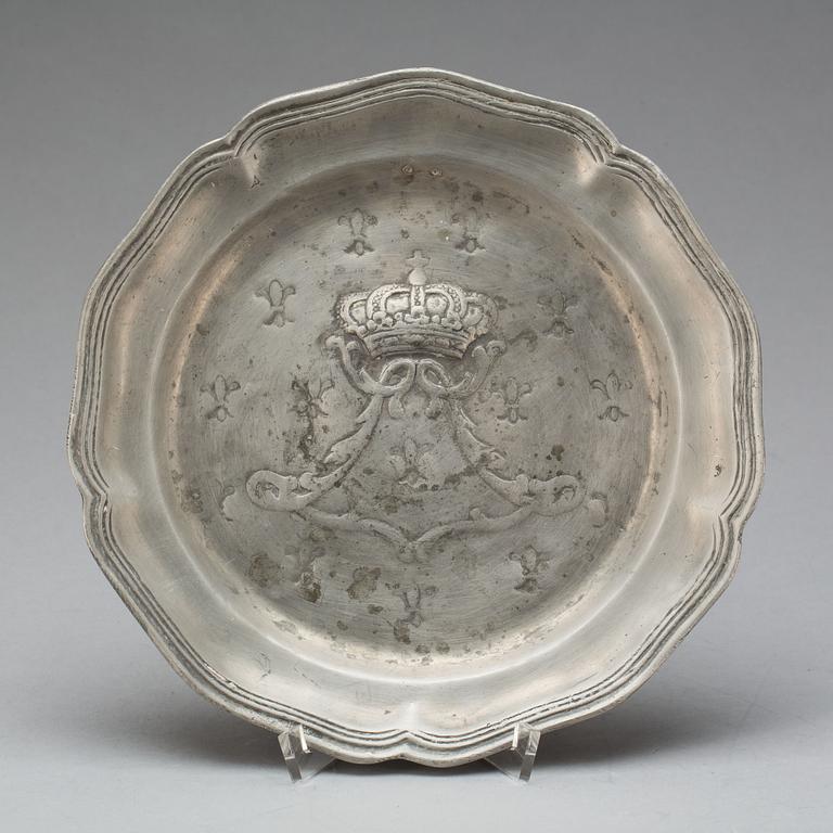 TALLRIK, tenn, troligen Flandern, 1700/1800-tal.