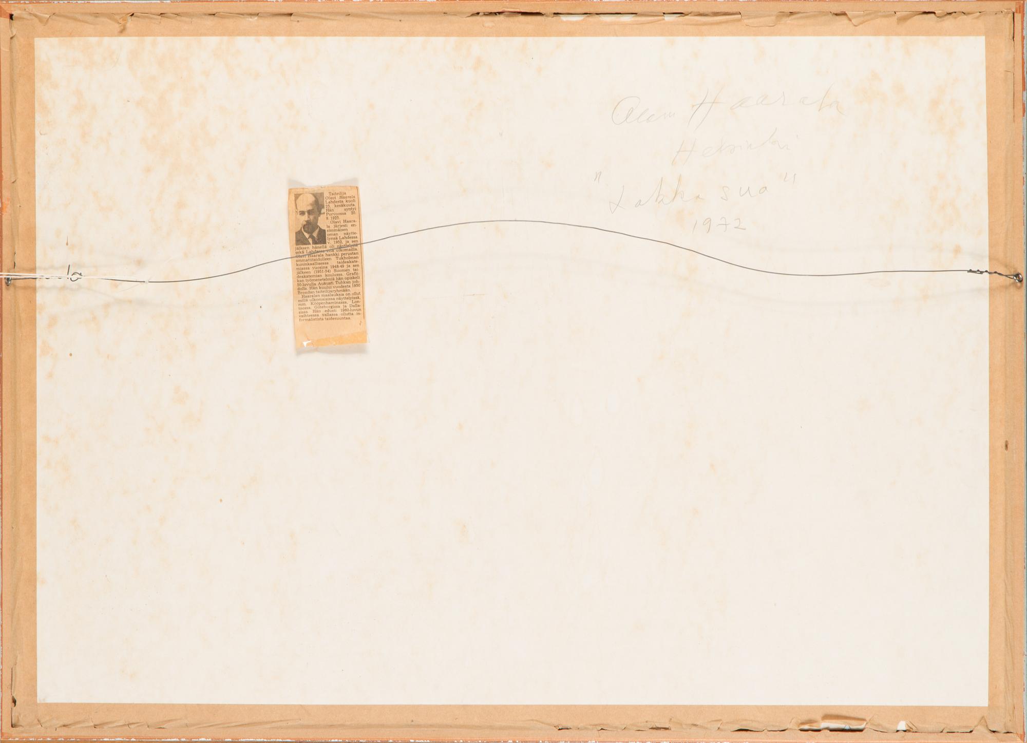 Olavi Haarala, oil and mixed media on paper, signed and dated 1972.