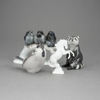 FIGURINER 4 st, porslin. Royal Copenhagen, Bing & Gröndahl, Rosenthal, 1900-tal.