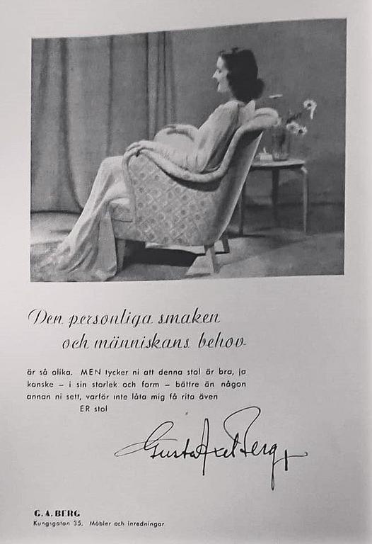 Gustav Axel Berg, fåtölj, AB G.A. Bergs, Swedish Modern 1940-tal.