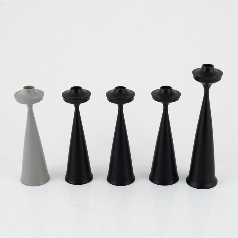 Fixe turned wooden candle sticks, Laurids Lønborg, Denmark, 1960's.