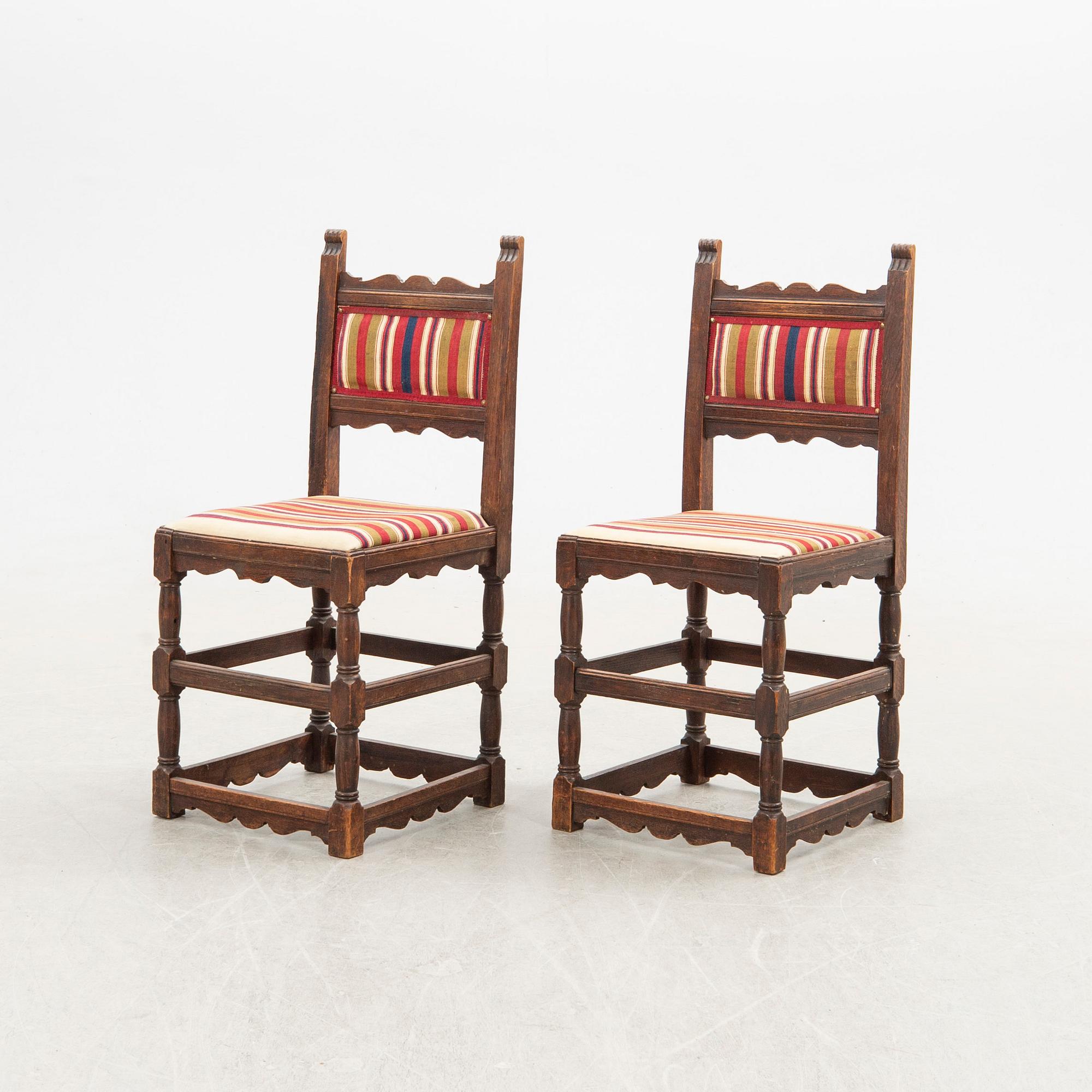 Chairs a pair Renaissance style early 20th century.
