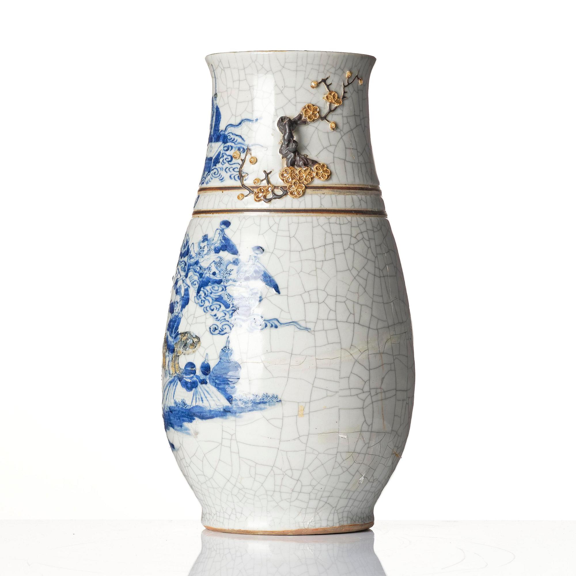 An underglaze blue and enamelled vase, Qing dynasty, 19th century.
