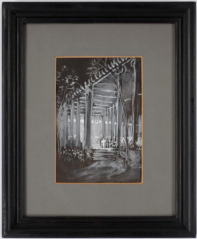 AUGUST MALMSTRÖM, grå lavering och täckvitt på papper. Intygad a tergo.