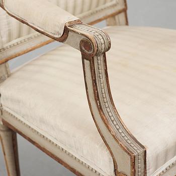 A pair of Gustavian late 18th century armchairs.