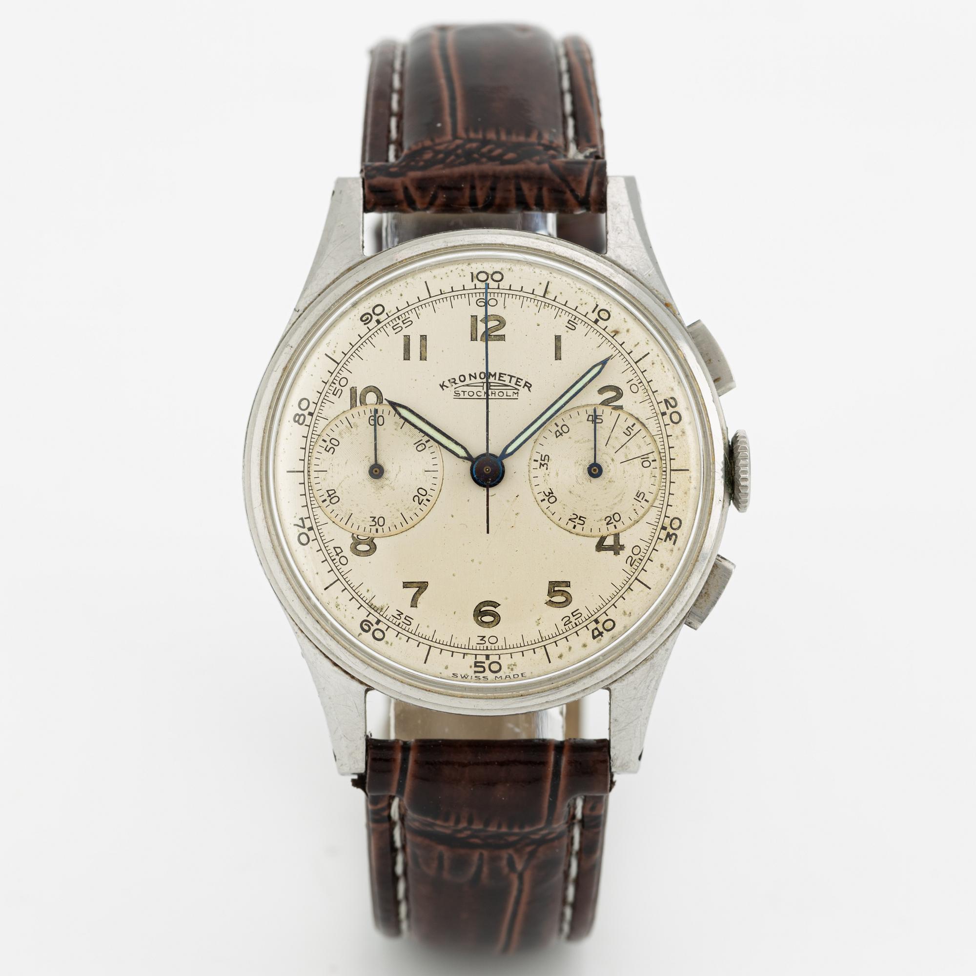Kronometer Stockholm, chronograph, wristwatch, 35,5 mm.