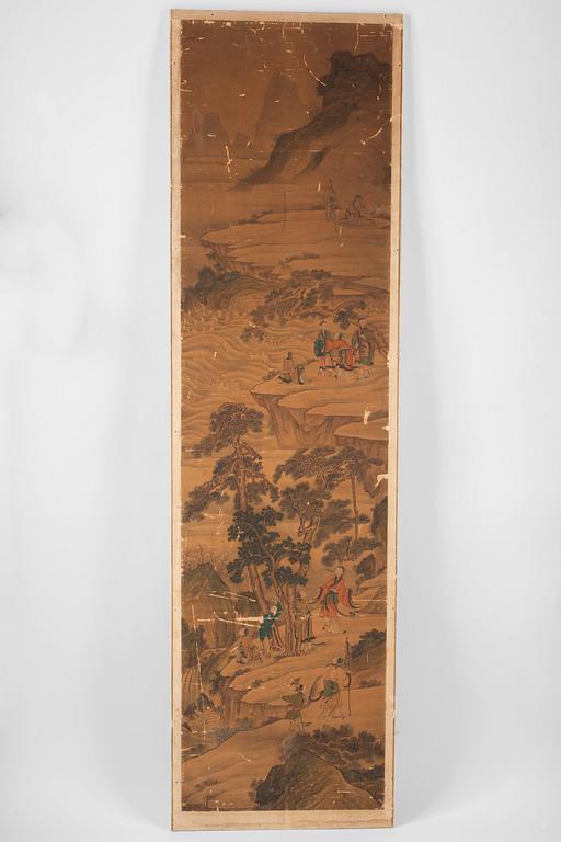 Paintings, 8 parts, depicting the eight immortals crossing the sea, late Qing Dynasty, 19th Century.