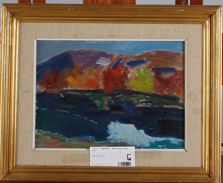 LEANDER-ENGSTRÖM, KJELL. 2 st oljemålningar samt 1 st pastell. Sign.
