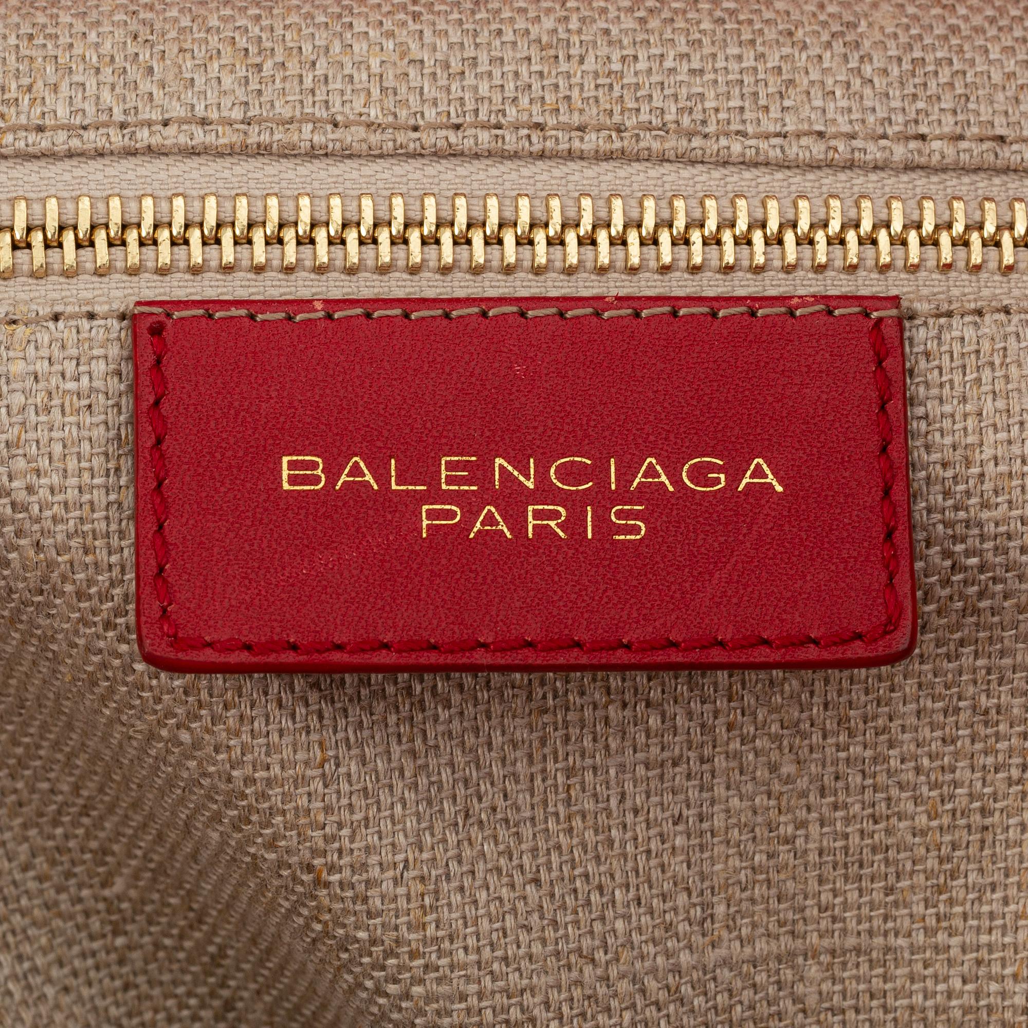 Balenciaga, red leather 'Padlock All Time Tote Bag'.