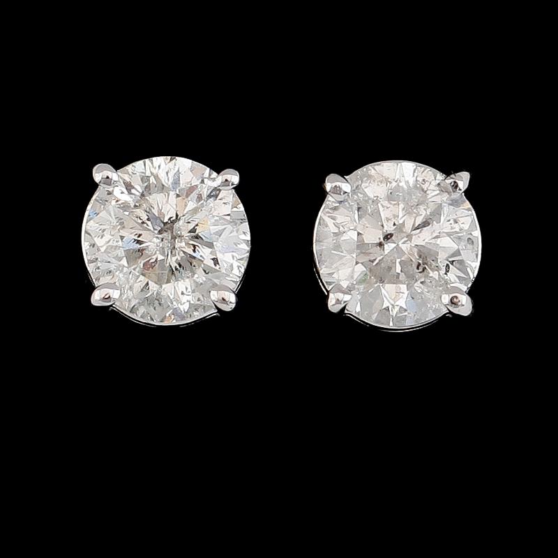 ÖRHÄNGEN, 1 par, 18K vitguld, solitära briljantslipade diamanter tot ca 1.84 ct.