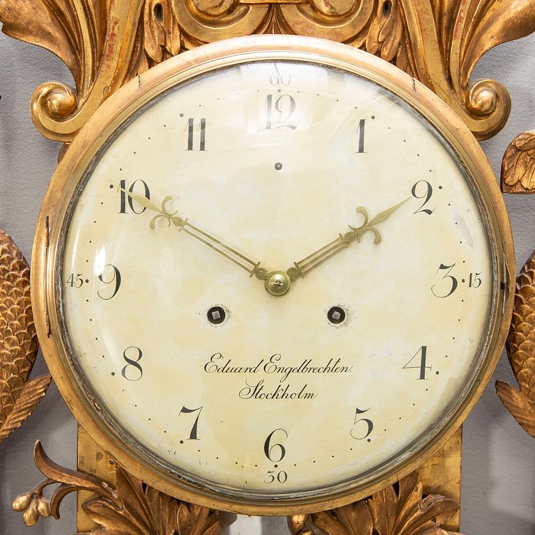 Väggpendyl signerad Eduard Engelbrechten, (verksam i Stockholm 1815-1845). Senempire.